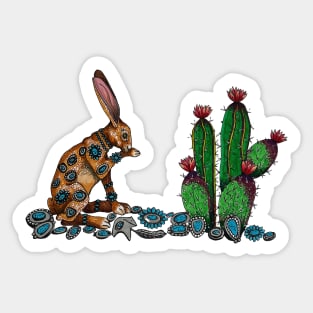 Wild hare with cactus Sticker